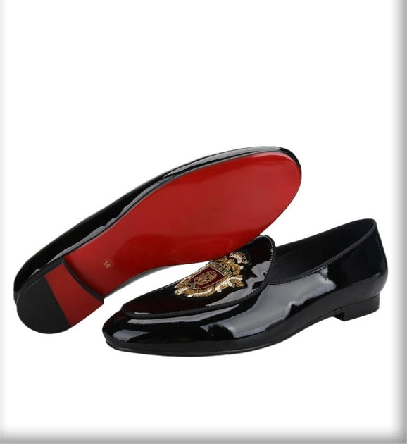 Black Velvet Men\'s Loafers with Red and White Embroidery Amazon.com | FERUCCI Handmade Men Black Velvet Slippers  main image 4