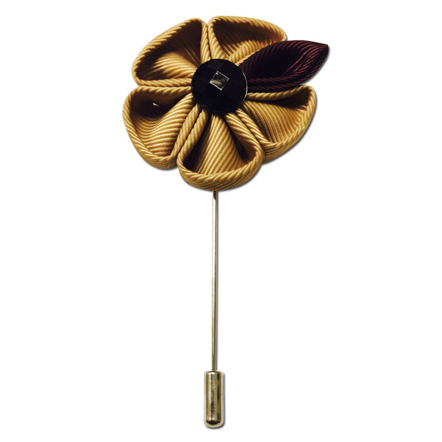 Tan and Purple Lapel Pin Boutonniere - Resso Roth