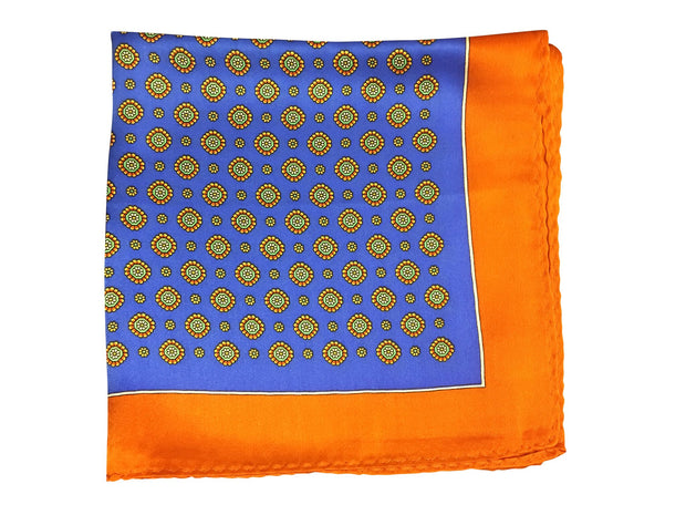 Silk Blue and Orange Pocket Square - Resso Roth