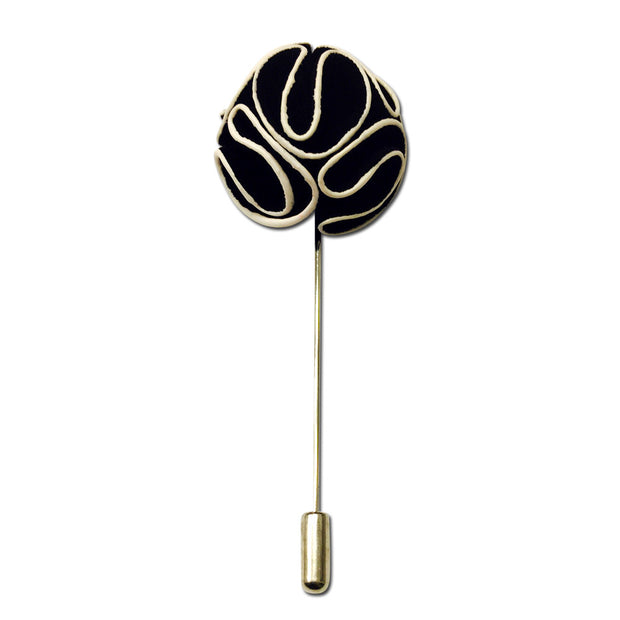 Black Flower Lapel Pin Boutonniere - Resso Roth