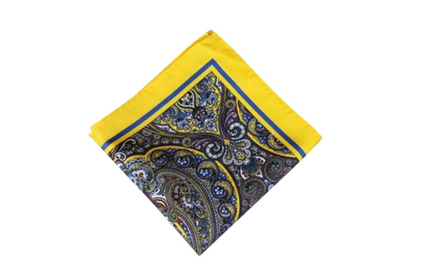 Yellow Paisley Pocket Square - Resso Roth