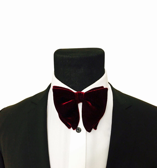 Burgundy Velvet Bow Tie - The Butterfly - Resso Roth
