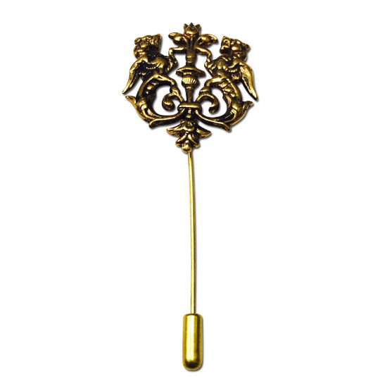 Gold Lion Crest Lapel Pin Boutonniere - Resso Roth