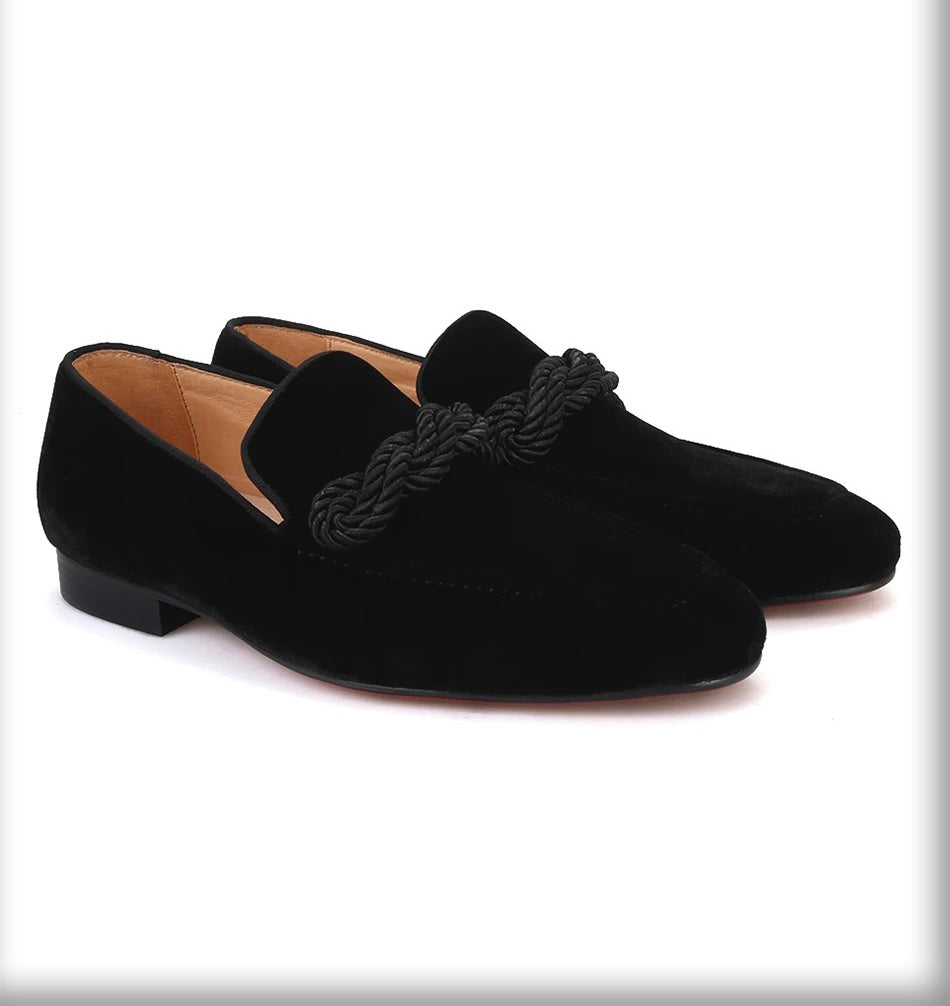 Black Velvet Tassel Loafers | Slip-On Comfort – Resso Roth display picture 2