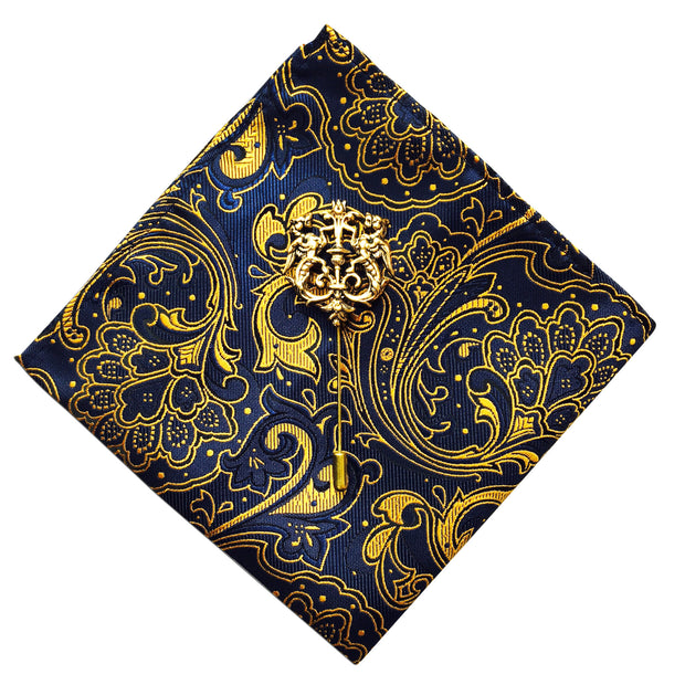 Paisley Pocket Square + Crest Lapel Pin - Resso Roth