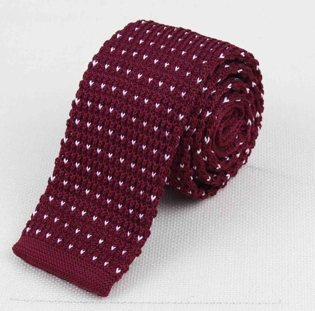 "The Burgundy Polka Dot" Skinny Knit Tie - Resso Roth