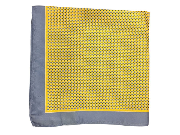 Silk Yellow Polka Dot Pocket Square - Resso Roth