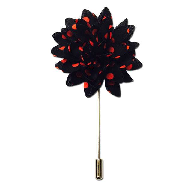 Black and Pink Polka Dot Lapel Pin Boutonniere - Resso Roth