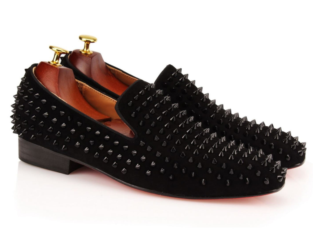 Black Studded Velvet Loafers | Resso Roth display picture 2