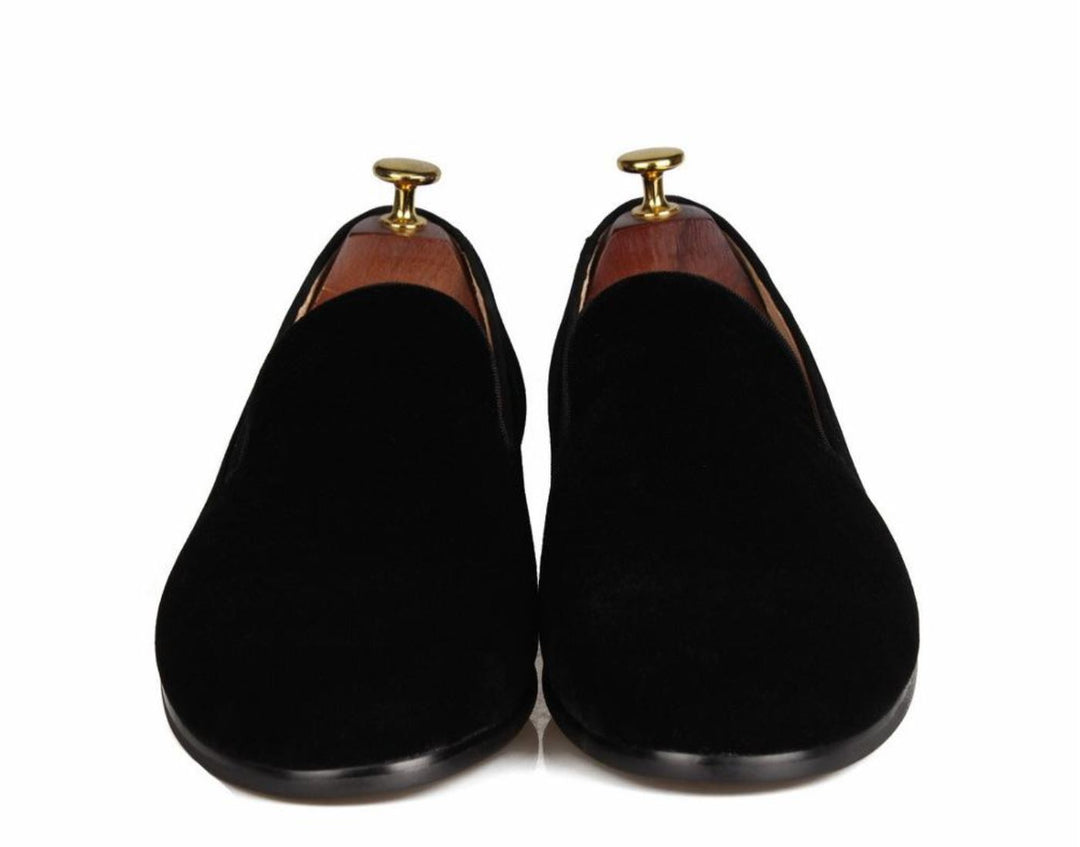 Black Velvet Slip-on Loafers Round Toe Material: Velvet  display picture 3