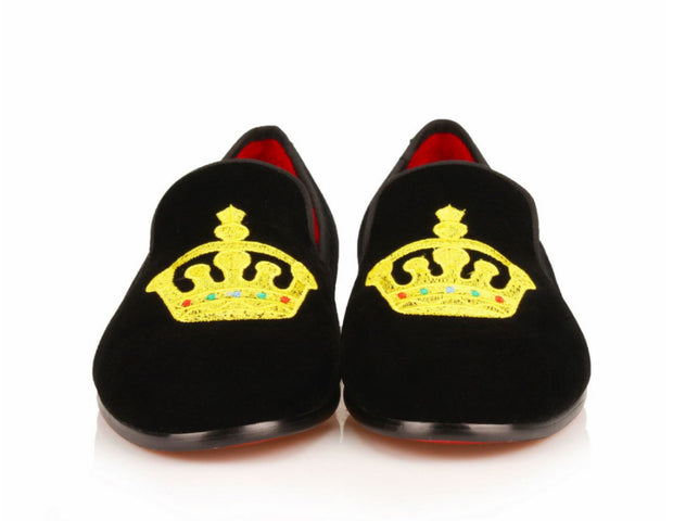 Black Velvet King’s Crown Loafers - Resso Roth