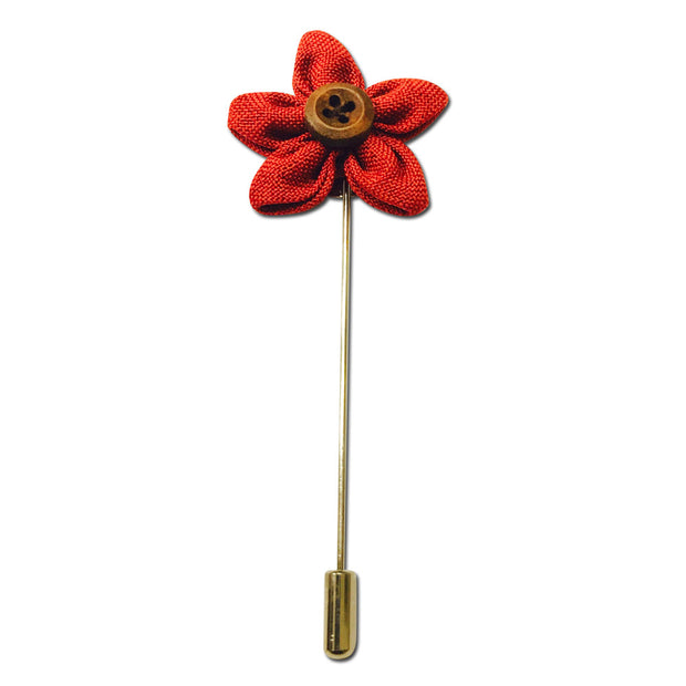 Red Button Star Lapel Pin Boutonniere - Resso Roth