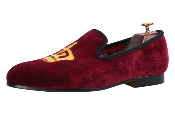 Burgundy Velvet King's Crown Loafers Resso Roth Burgundy Velvet King's Crown Loafers Resso Roth