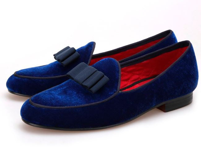 Royal Blue Velvet Bowtie Loafers – Resso Roth