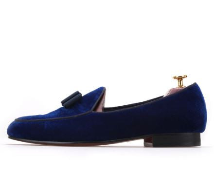 Royal Blue Velvet Bowtie Loafers - Resso Roth