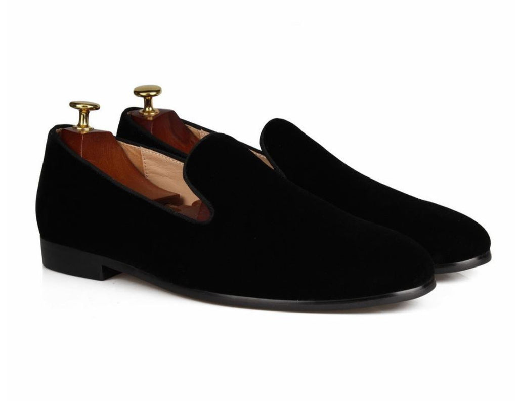 Black Velvet Slip-on Loafers Round Toe Material: Velvet  display picture 1