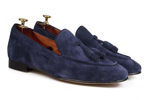 Blue Suede Tassel Loafers - Resso Roth