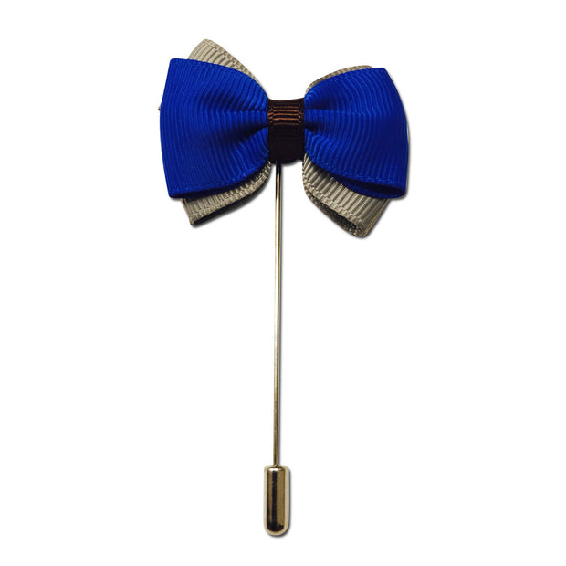 Blue and Grey Bowtie Lapel Pin Boutonniere - Resso Roth