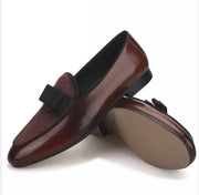 Chocolate Ribbon Tassel Patent Leather Loafers