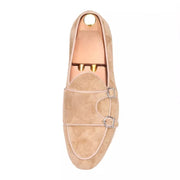 Tan Suede Double Monk Loafers