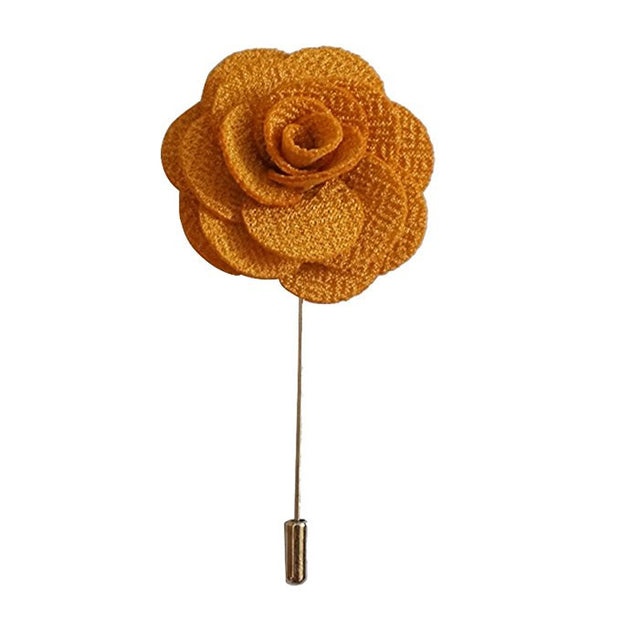 Mustard Yellow Flower Lapel Pin Boutonniere - Resso Roth