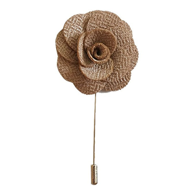 Tan Flower Lapel Pin Boutonniere - Resso Roth