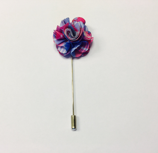 Blue and Pink Lapel Pin Boutonniere - Resso Roth